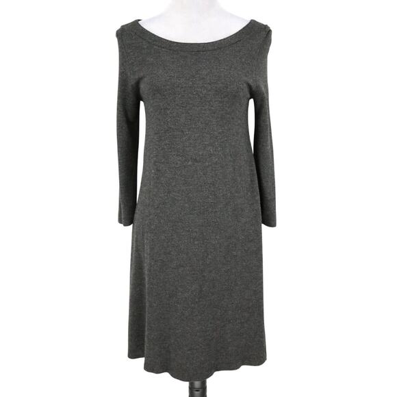 Ann Taylor Loft Dress Womens Small Gray Stretch Knit T-shirt Midi Fit n Flare - Picture 1 of 12